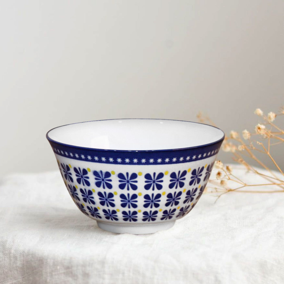 Navy Flowers Porcelain Bowl