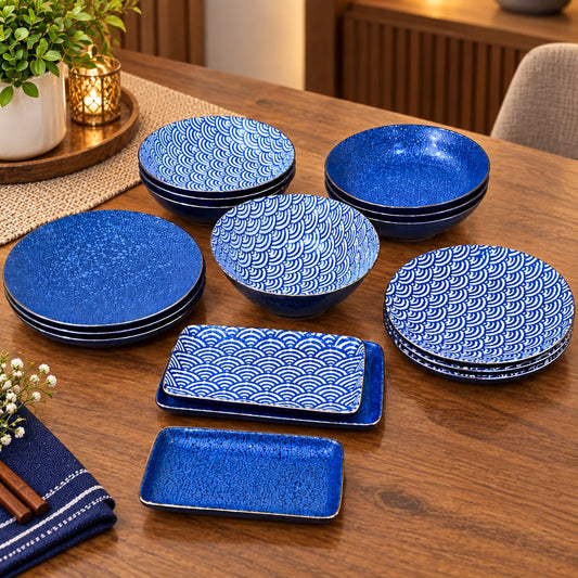 Navy Blue Fine Porcelain Kitchenware Set (16pcs)