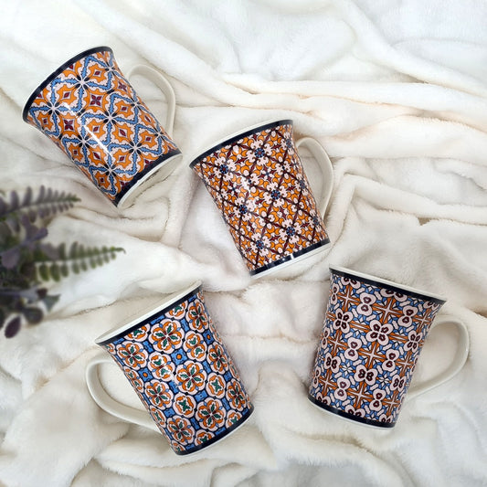 Orange Tiles Porcelain Mugs