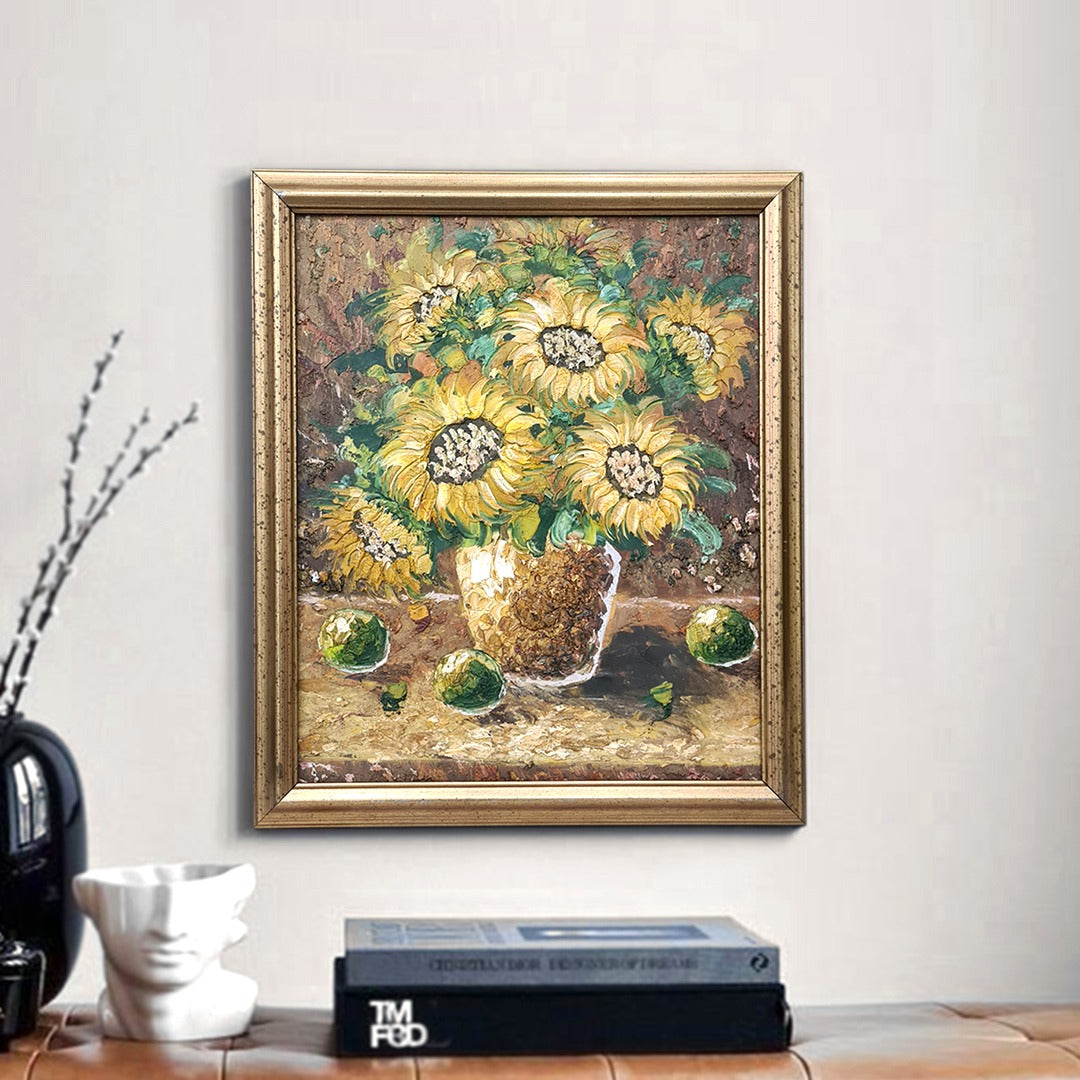 Sunflower Bouquet Framed Handmade Oil Painting