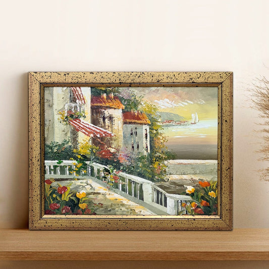 Seaview Balcony Framed Handmade Oil Painting