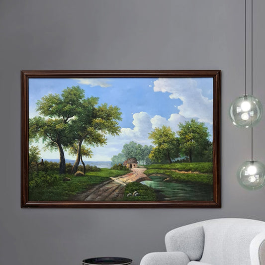 Village Road Framed Handmade Oil Painting