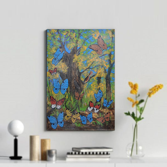 Trees & Butterflies Painting