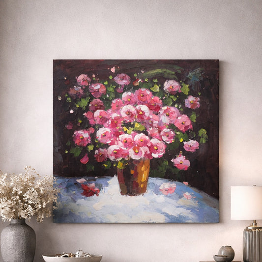Pink Flowers Oil Painting