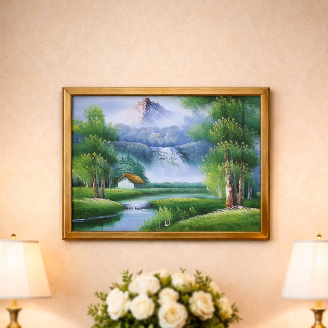 Mountain Waterfall Oil Painting