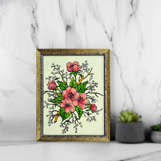 Pink Flowers Painting Frame