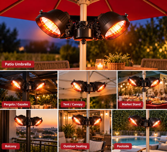 Triple-head Waterproof Electric Outdoor Heater (3x300W)