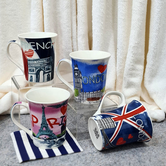 Paris & London Porcelain Mugs