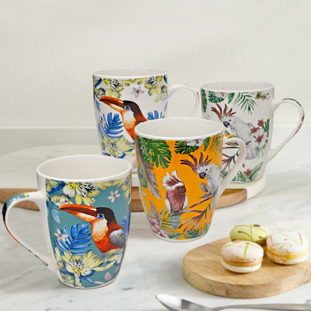 Colorful Birds Porcelain Mugs