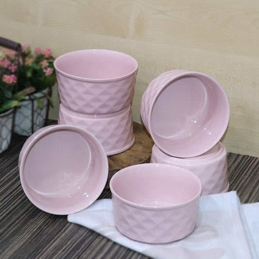 Pink Diamonds Porcelain Bowl (6pcs)