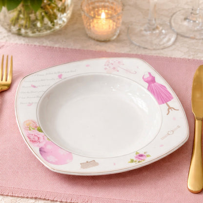 Pink Flowers Porcelain Plates