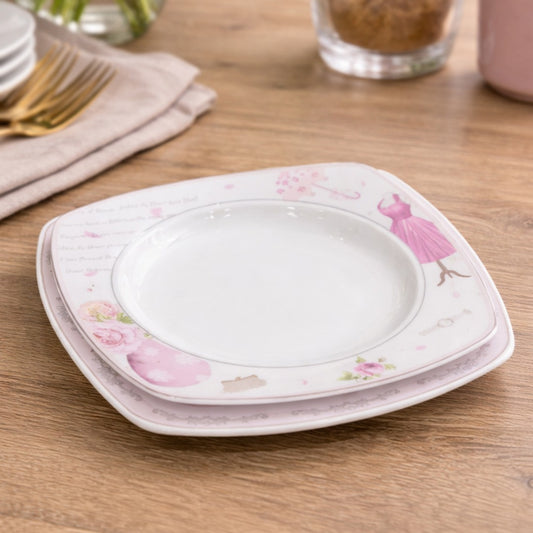 Pink Flowers Porcelain Plates