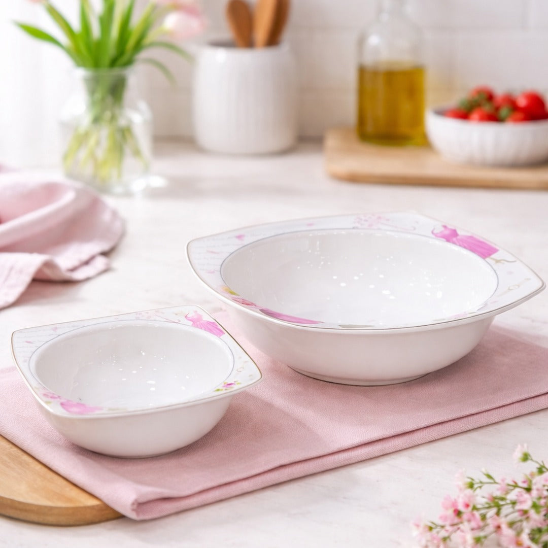 Pink Flowers Porcelain Bowls