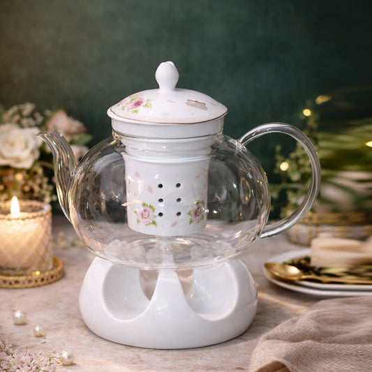 Pink Flowers Porcelain Teapot Set