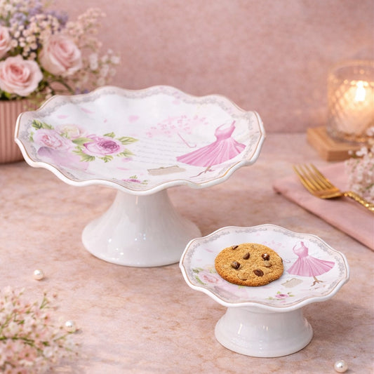 Pink Flowers Porcelain Dessert Stands