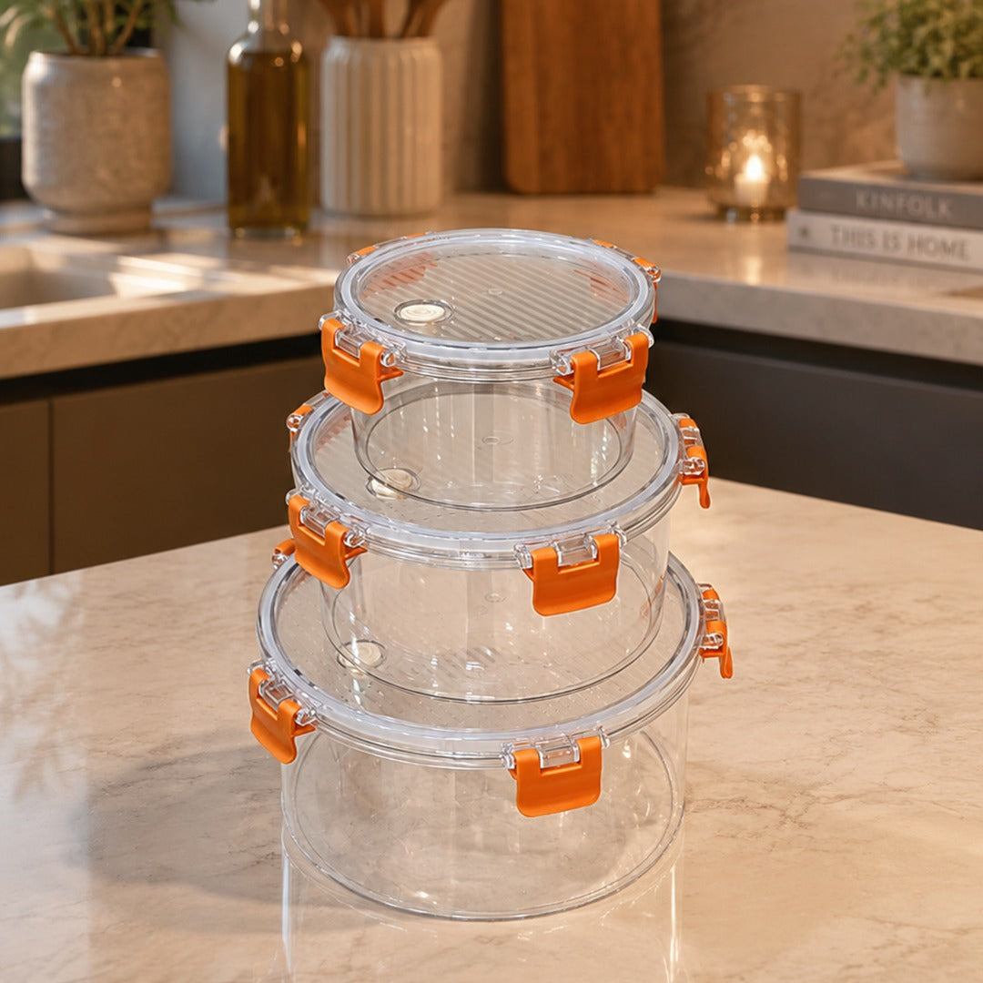Plexi Round Food Containers Set (Available in 3 colors)