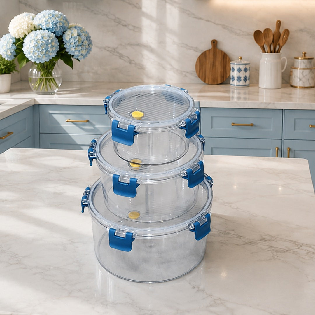 Plexi Round Food Containers Set (Available in 3 colors)