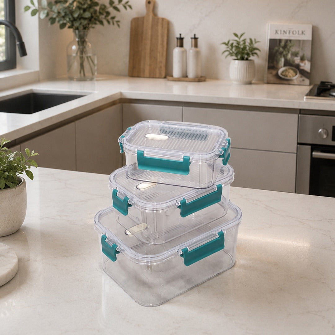 Plexi Rectangle Food Containers Set (Available in 3 colors)