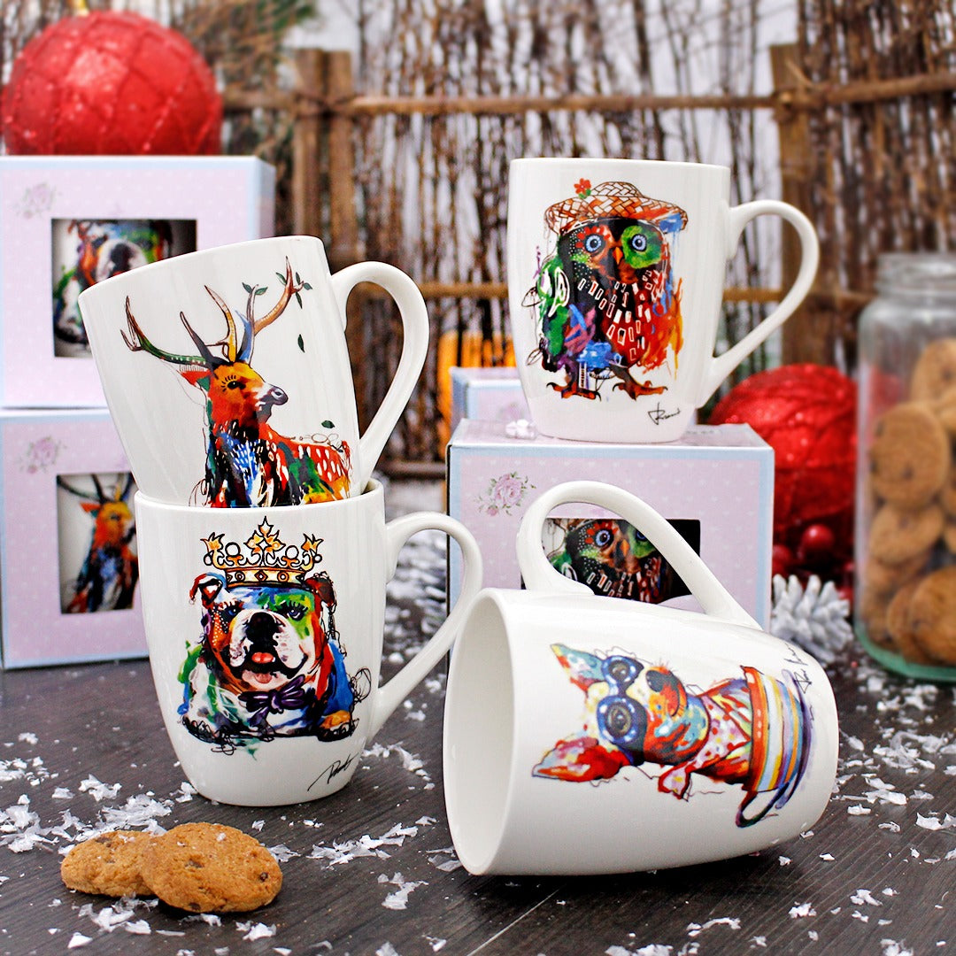 Rainbow Animals Porcelain Mugs (with Box)