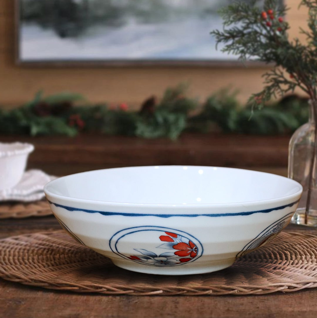 Red Flower Big Porcelain Bowl