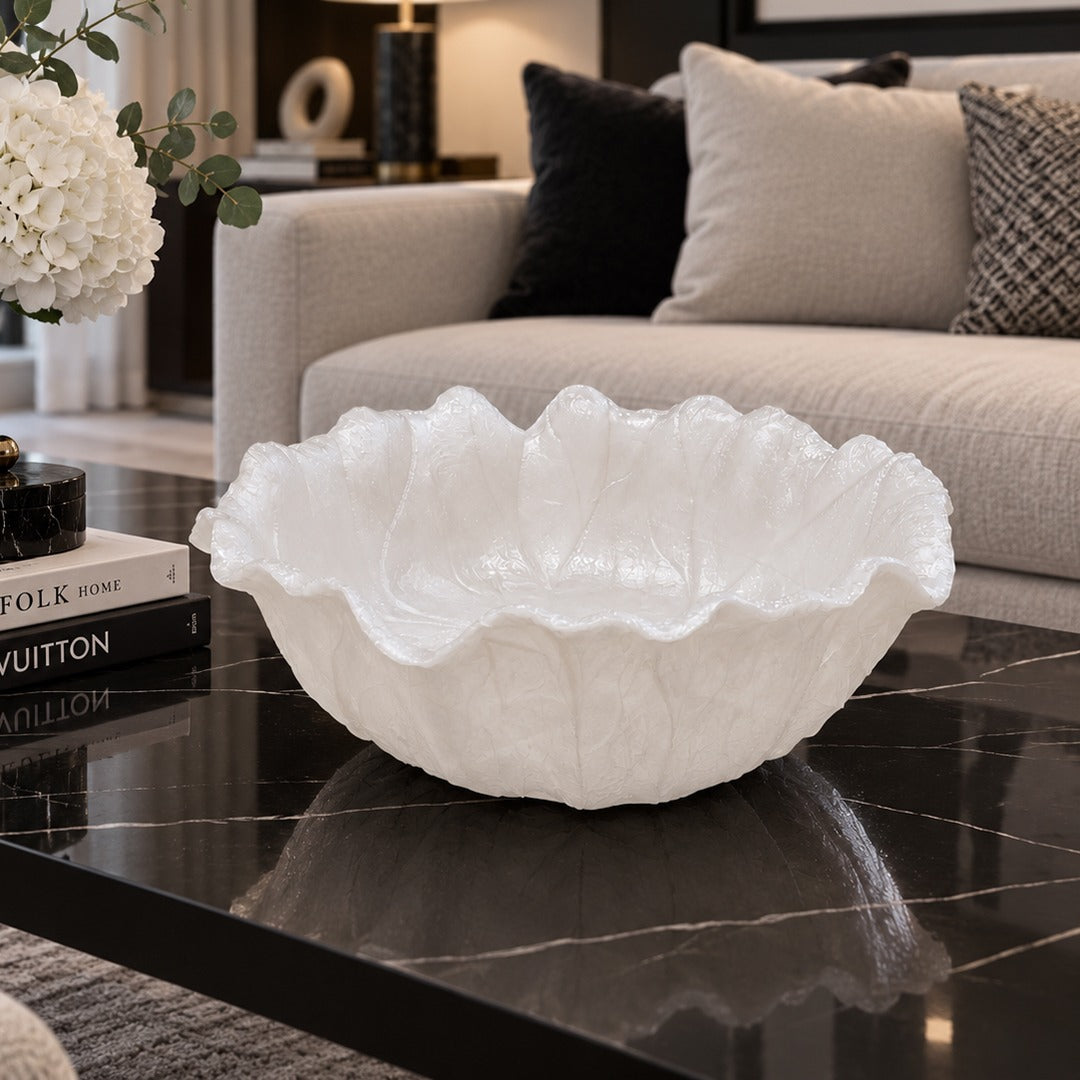 White Decorative Resin Bowl & Plate