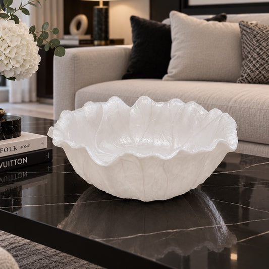 White Decorative Resin Bowl & Plate