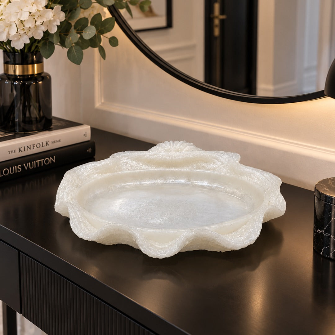 White Decorative Resin Bowl & Plate
