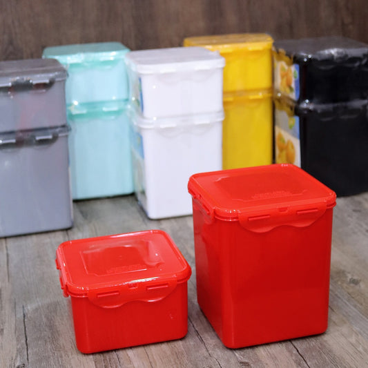Simple Colorful Square Plastic Containers Set (2pcs)