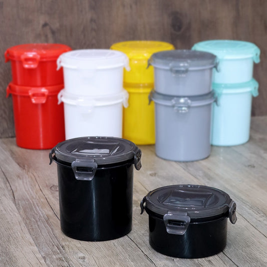 Simple Colorful Cylinder Plastic Containers Set (2pcs)