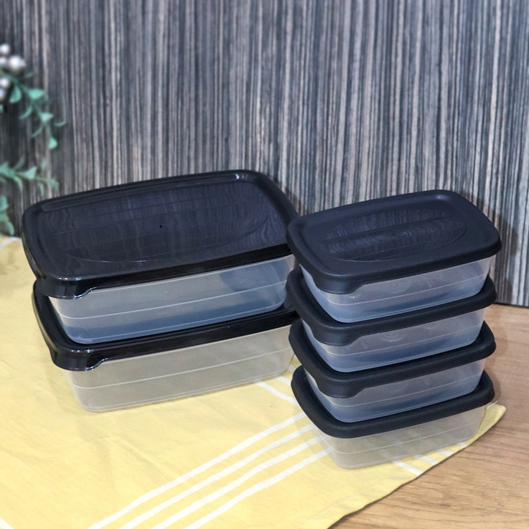 Black Plastic Containers Set (6pcs)