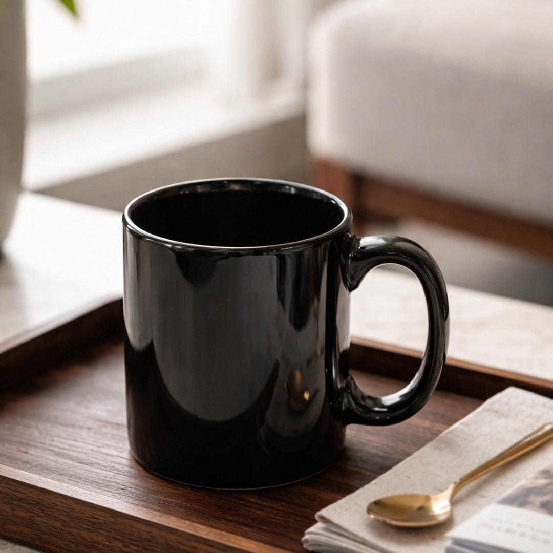 Black Plain Porcelain Mug