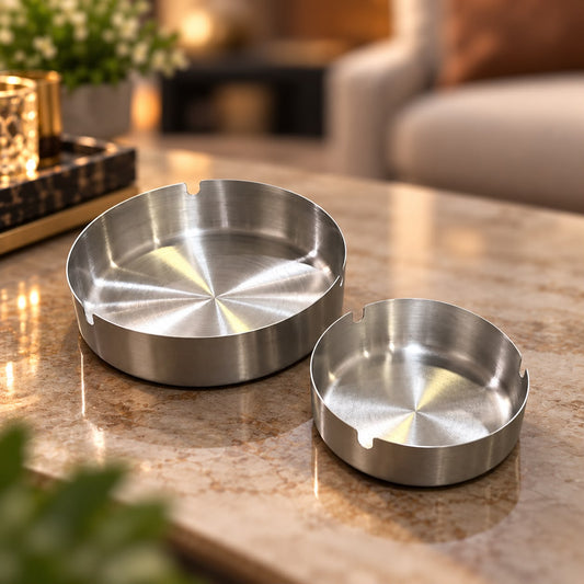 Stainless Steel Silver Ashtrays (Available in 2 sizes)