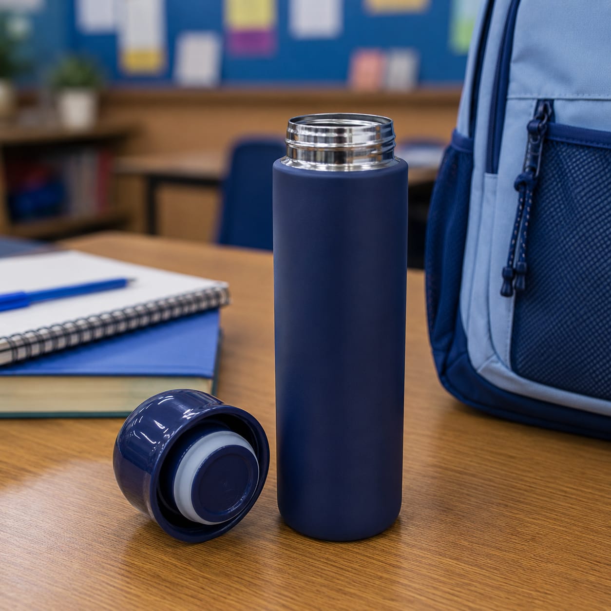 Navy Double Wall Stainless Steel Bottle 300ml