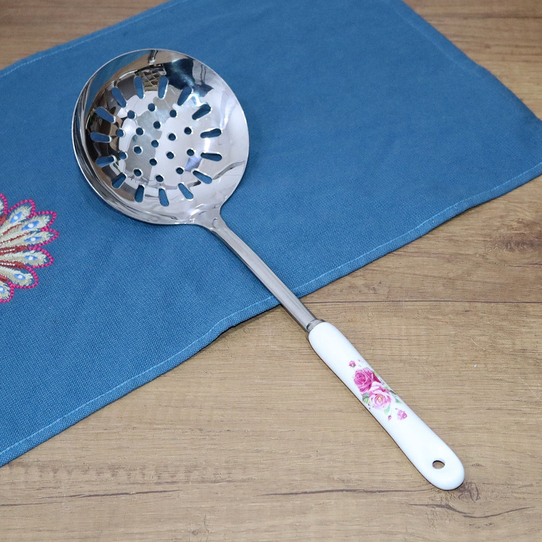 White Flowers Stainless Steel Utensils