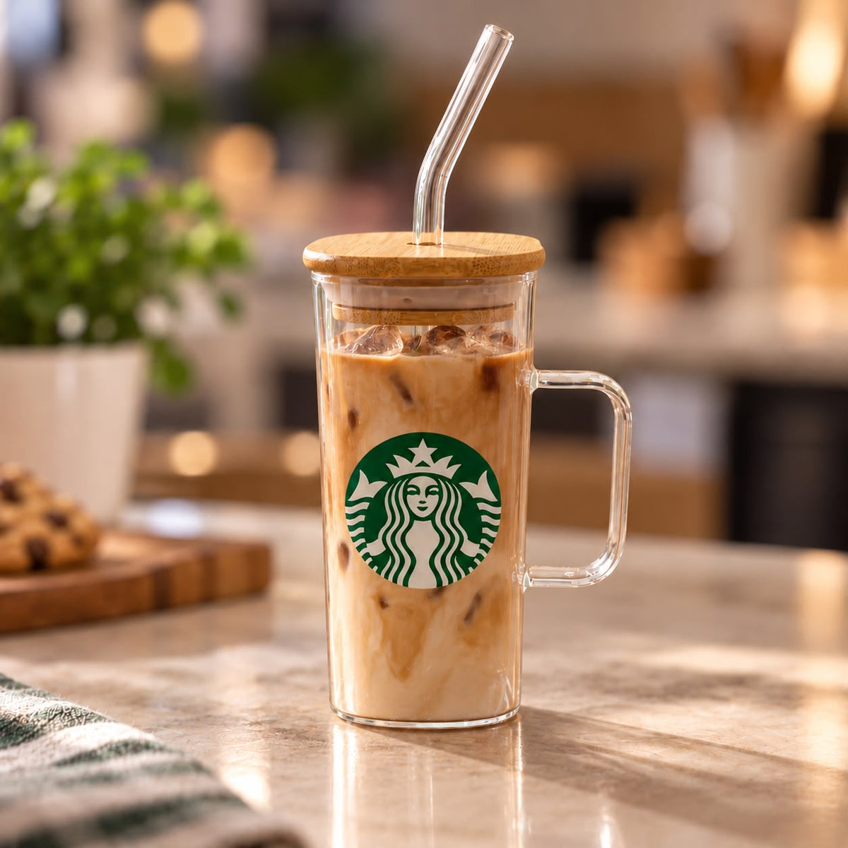 Starbucks Glass Mug with Straw 350ml