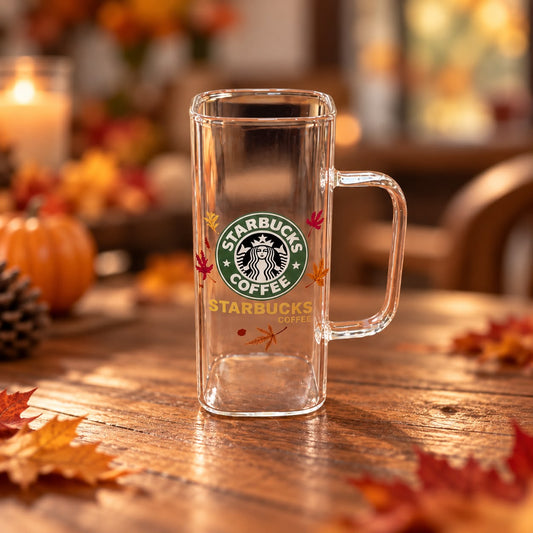 Starbucks Gold Autumn Glass Mug 350ml