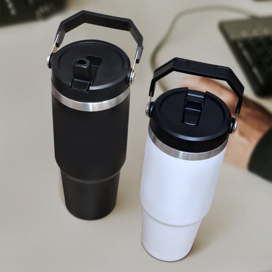 Double Wall Stainless Steel Tumbler with Straw 890ml