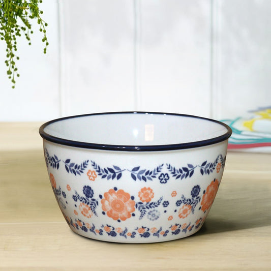 Orange Flowers Porcelain Bowl