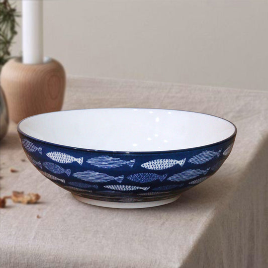 Navy Fish Porcelain Bowl
