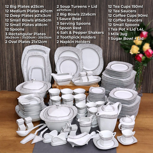 White & Grey Full Kitchenware Set (160pcs)
