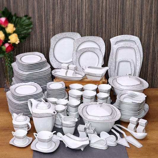 White & Grey Full Kitchenware Set (160pcs)