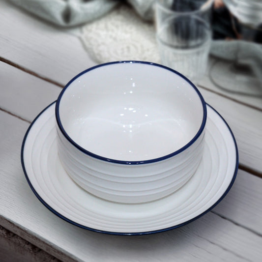 White & Navy Porcelain Set