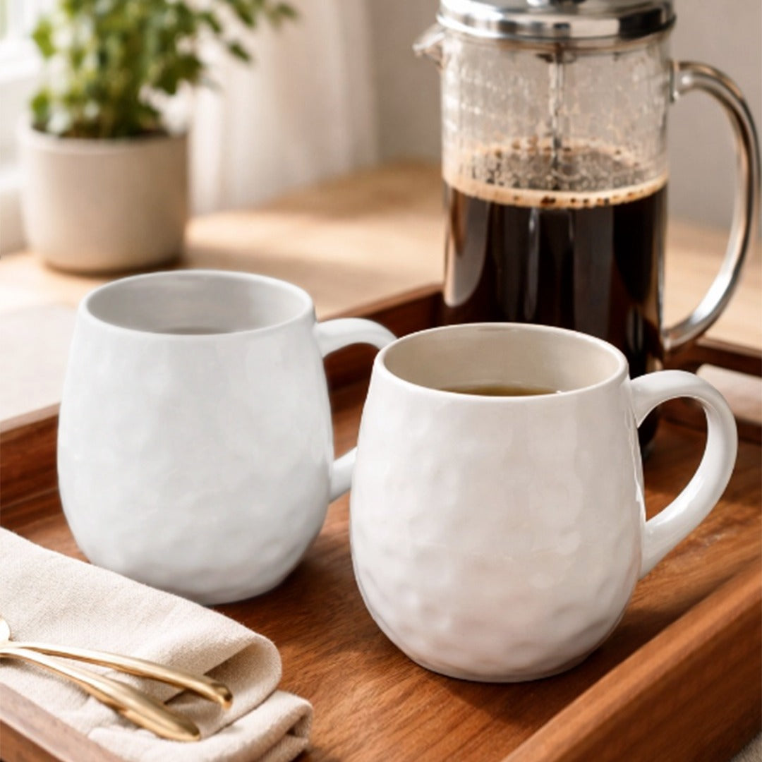 Round White Porcelain Mugs