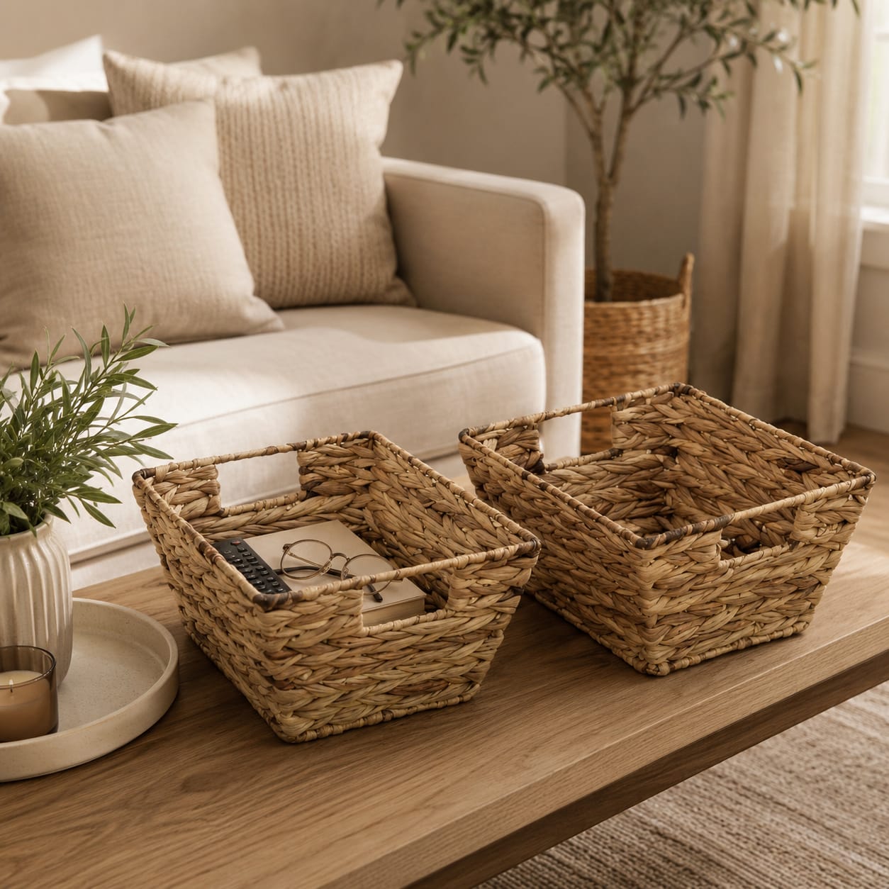 Rectangular Woven Baskets Set (2pcs)