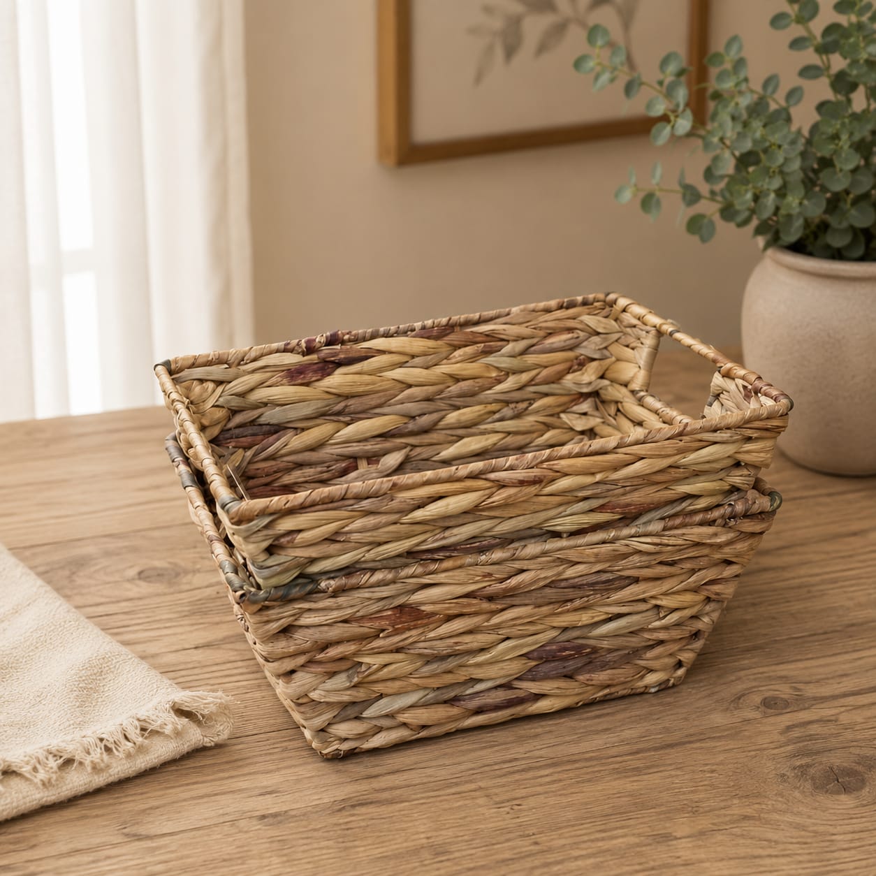 Rectangular Woven Baskets Set (2pcs)