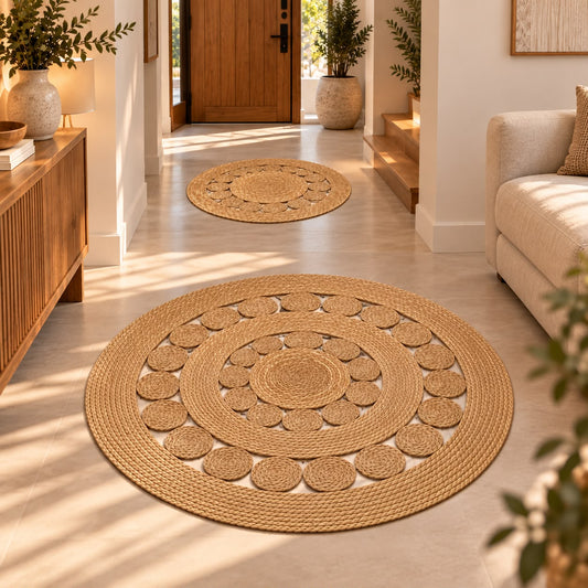Circles Woven Round Floor Mats (Available in 2 sizes)
