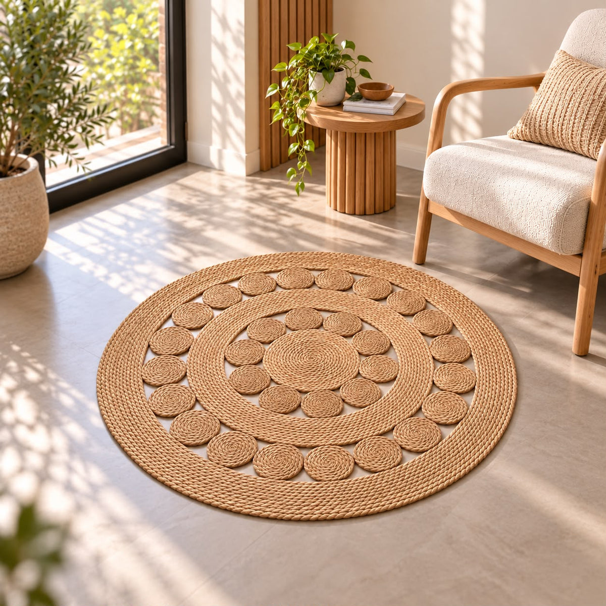 Circles Woven Round Floor Mats (Available in 2 sizes)