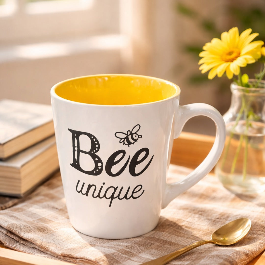 Yellow Bee Porcelain Mugs