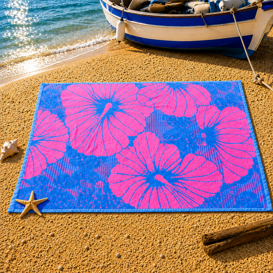 Fushia- Blue Cotton Beach Towel (85x160cm)