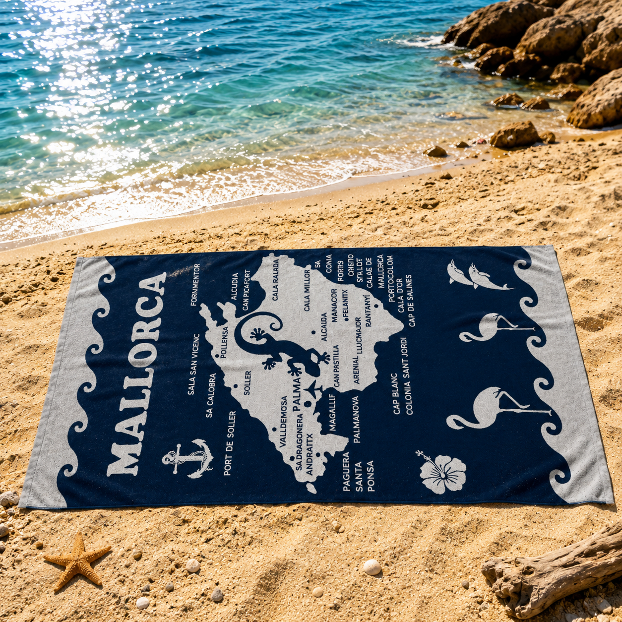 Mallorca Waves Cotton Beach Towel (85x160cm)